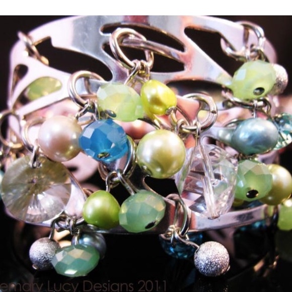 ⭐️Silver bracelet cuff with mixed stones - Picture 2 of 6